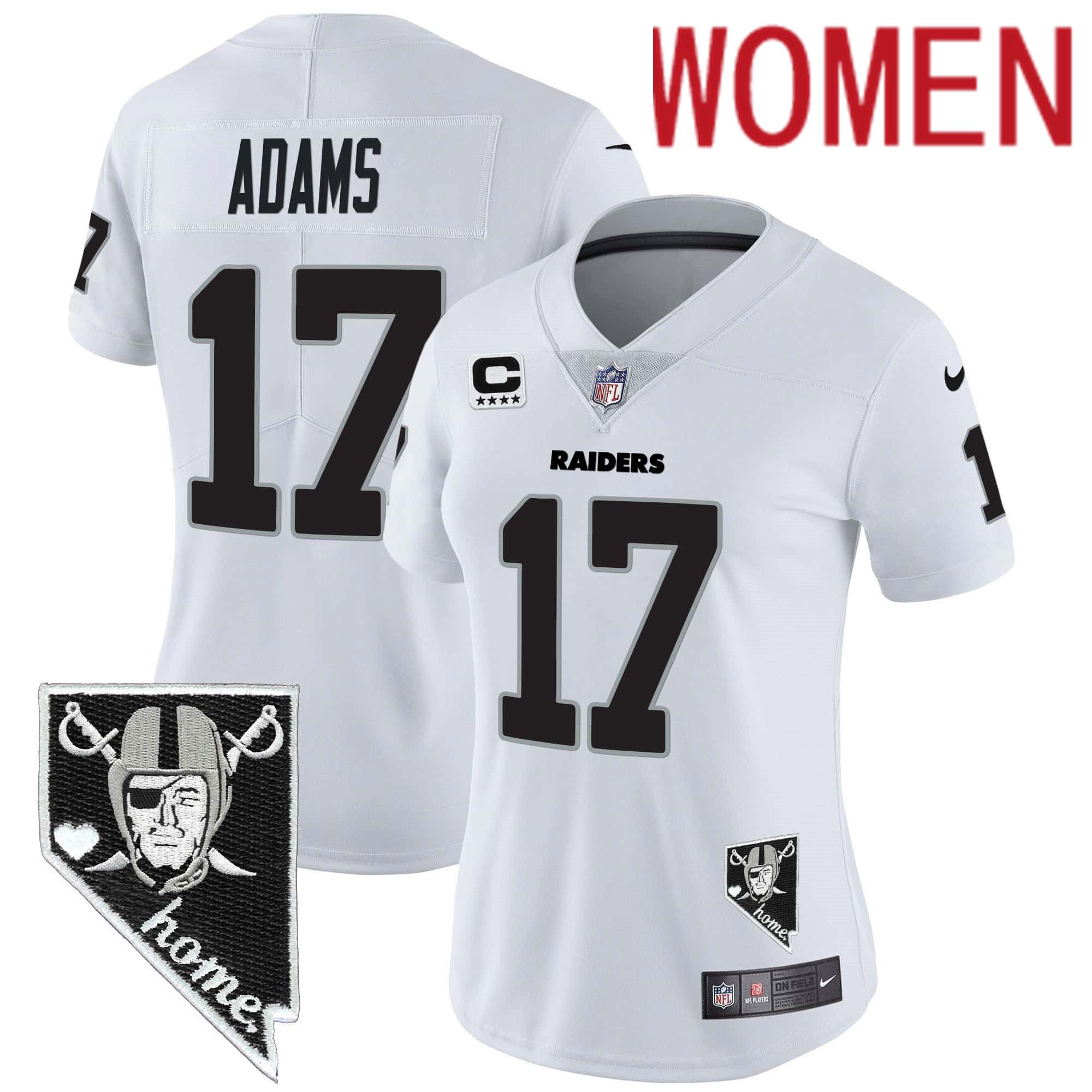 Women Oakland Raiders #17 Adams White 2024 Nike Nevada Home Patch Vapor NFL Jersey